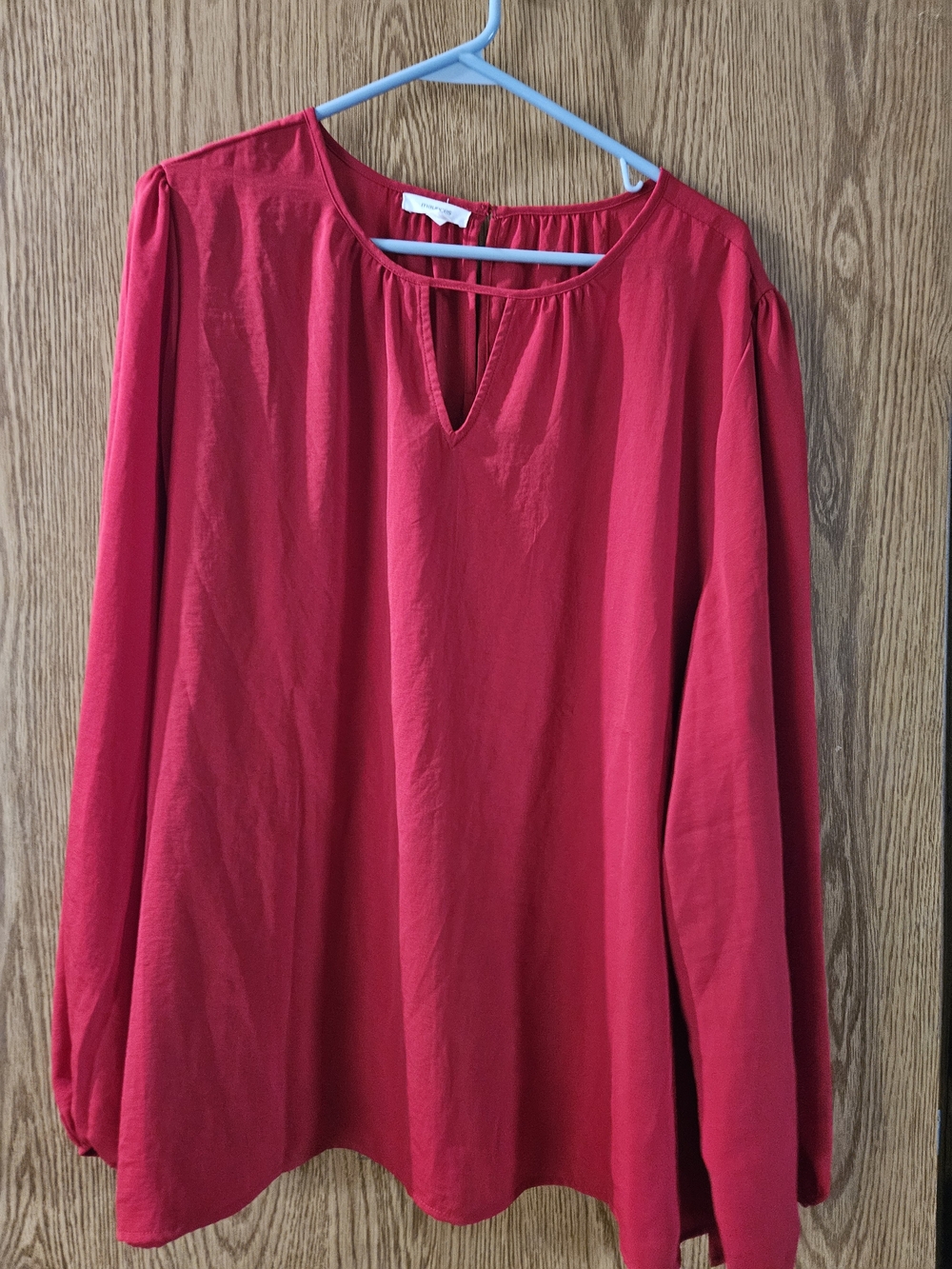 Maurices Red Long-Sleeve Keyhole Blouse